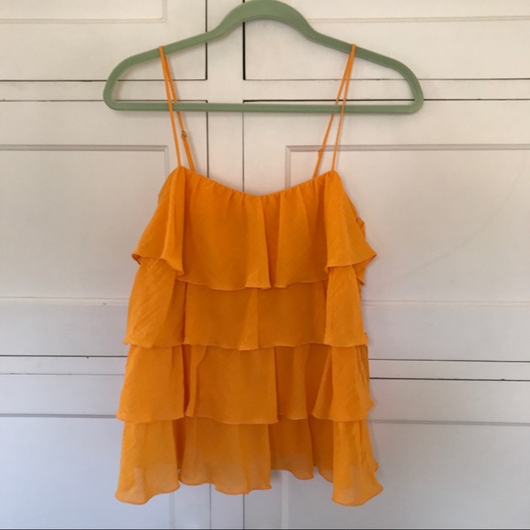 Trina Turk Tops - TRINA TURK Yellow Ruffle Tank Top XS